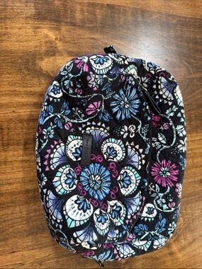 Vera Bradley Quilted Floral Wristlet in Black, Blue & Purple
